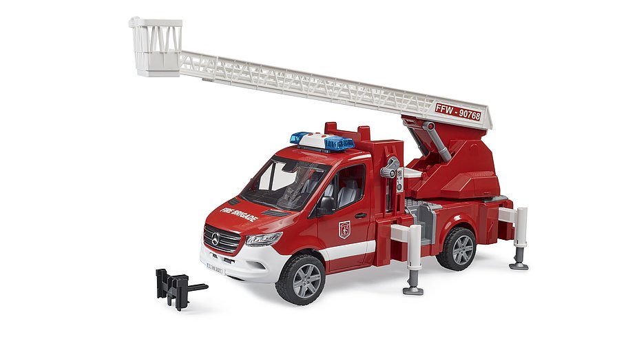 Bruder - MB Sprinter Brandweer met Draaiplateauladder, Pomp en Licht- en Geluidsmodule